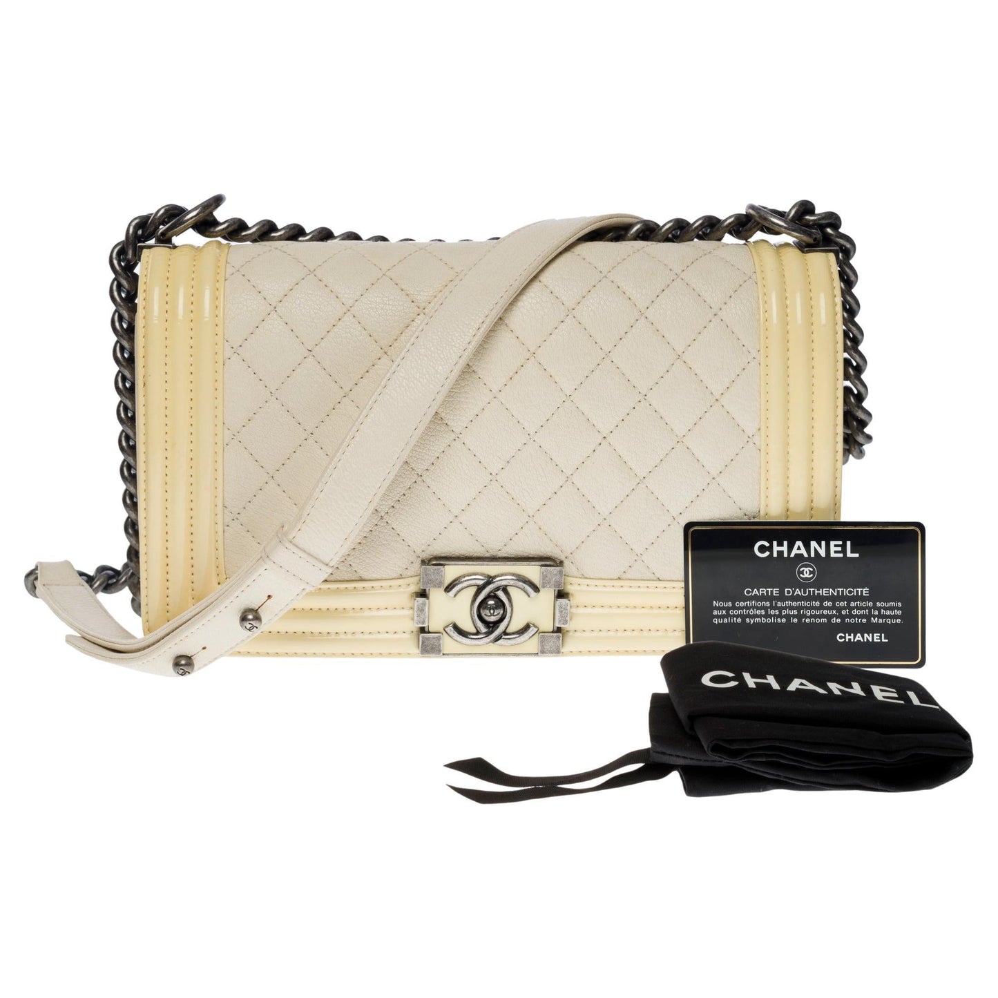 Chanel Boy Medium Caviar Leather Beige Shoulder Bag