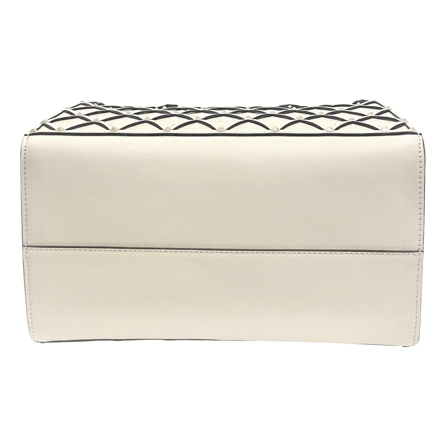 Valentino Garavani Beehive Lattice Ivory Studded Leather Crossbody Tote