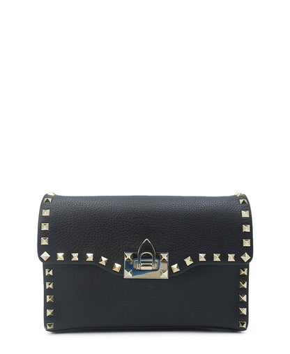 Small Rockstud Shoulder-Crossbody Bag Black