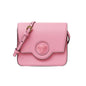 Versace La Medusa Logo Plaque Pink Pebbled Leather Crossbody Bag
