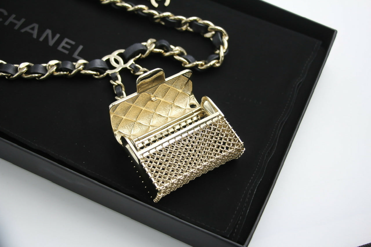 Chanel B21S Metal Handbag Leather Chain Waist Chain 92Cm