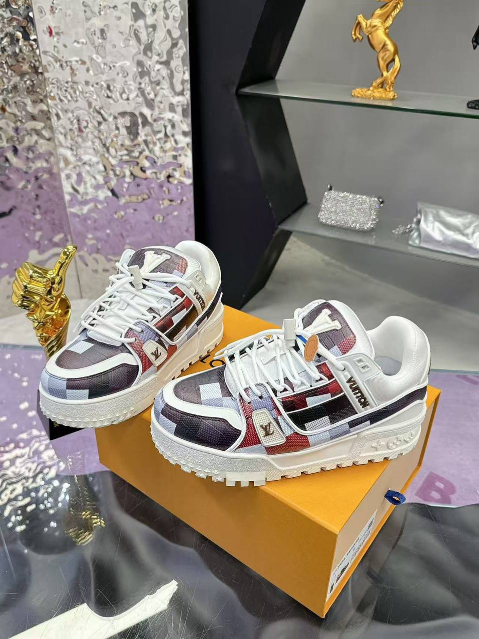 Louis Vuitton - LV Maxi Trainer Damoflage-Printed Calf Leather White / Brown