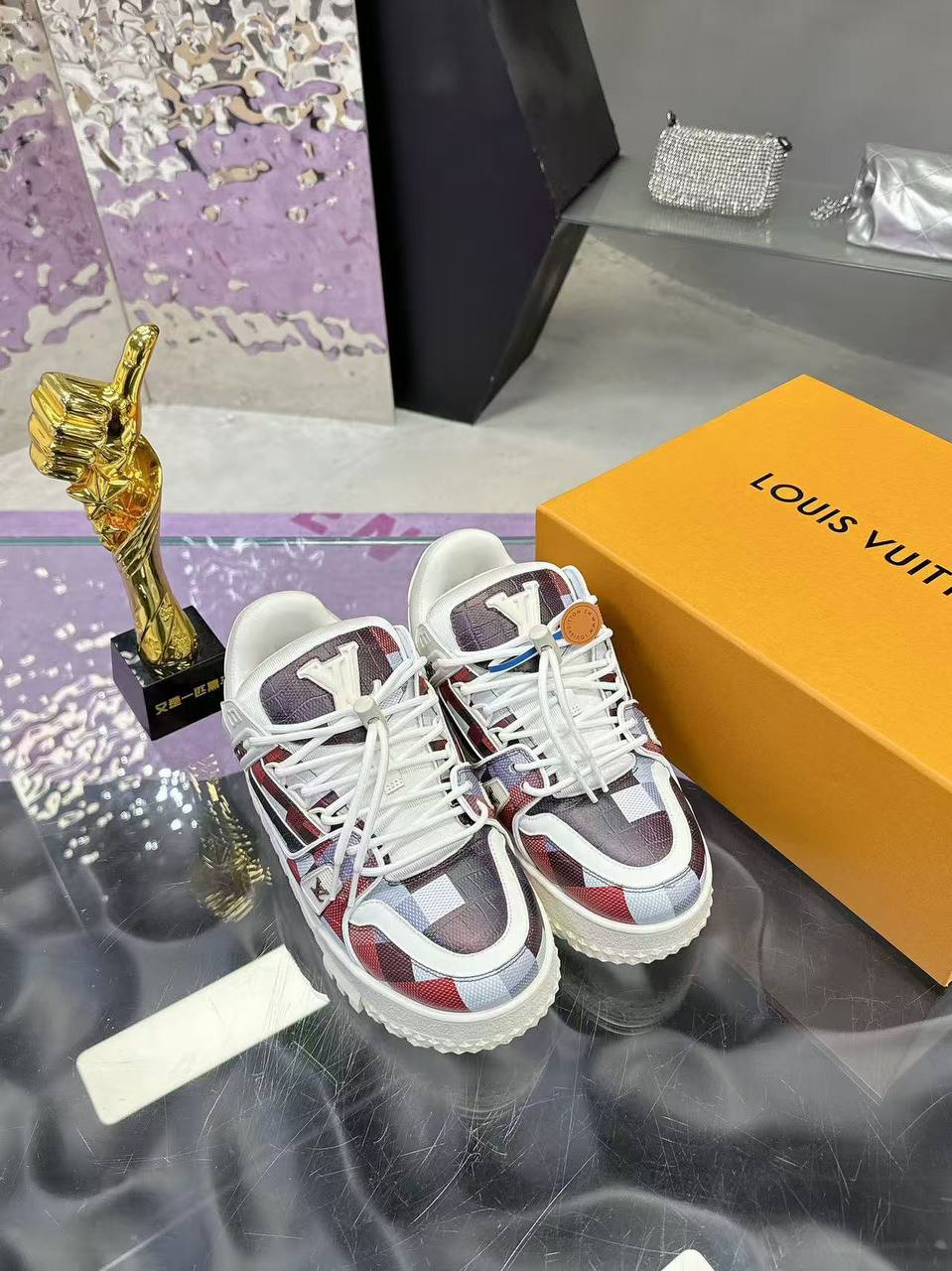 Louis Vuitton - LV Maxi Trainer Damoflage-Printed Calf Leather White / Brown