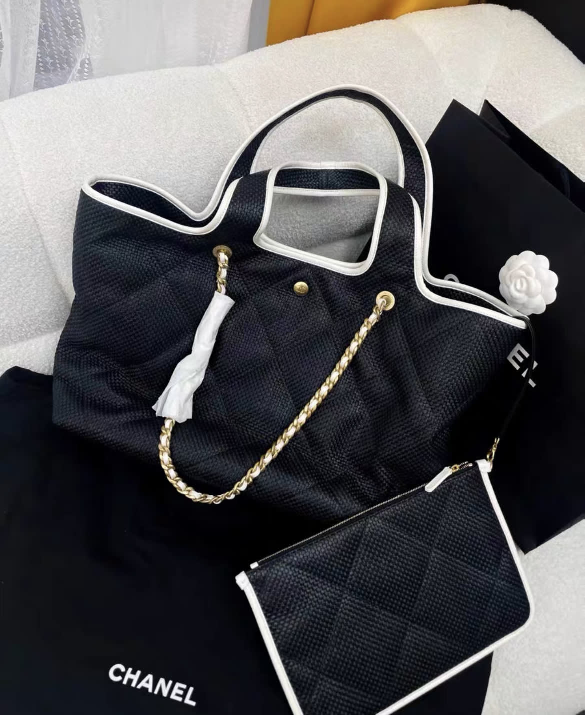 Chanel Shopping Tote Calfskin Black Tote Bag
