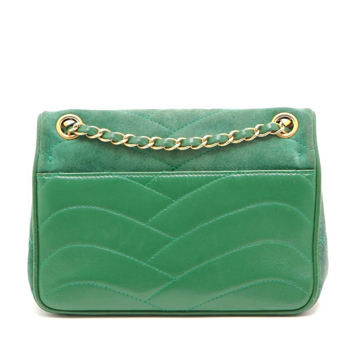 Chanel Green Small Suede And Lambskin Pagoda Flap Bag
