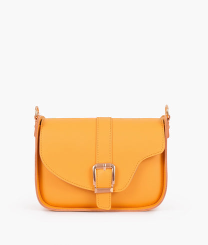 Yellow saddle buckle bag