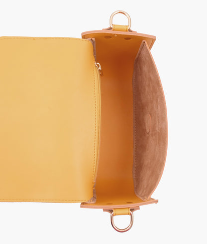 Yellow saddle buckle bag