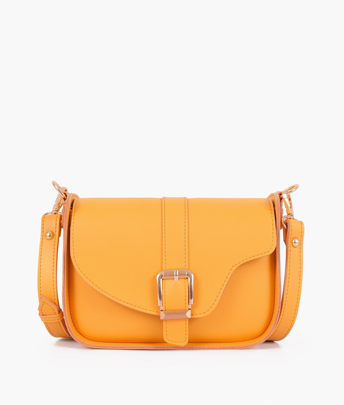 Yellow saddle buckle bag