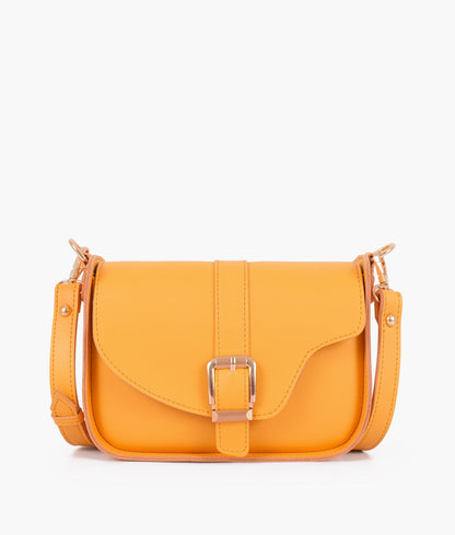 Yellow saddle buckle bag
