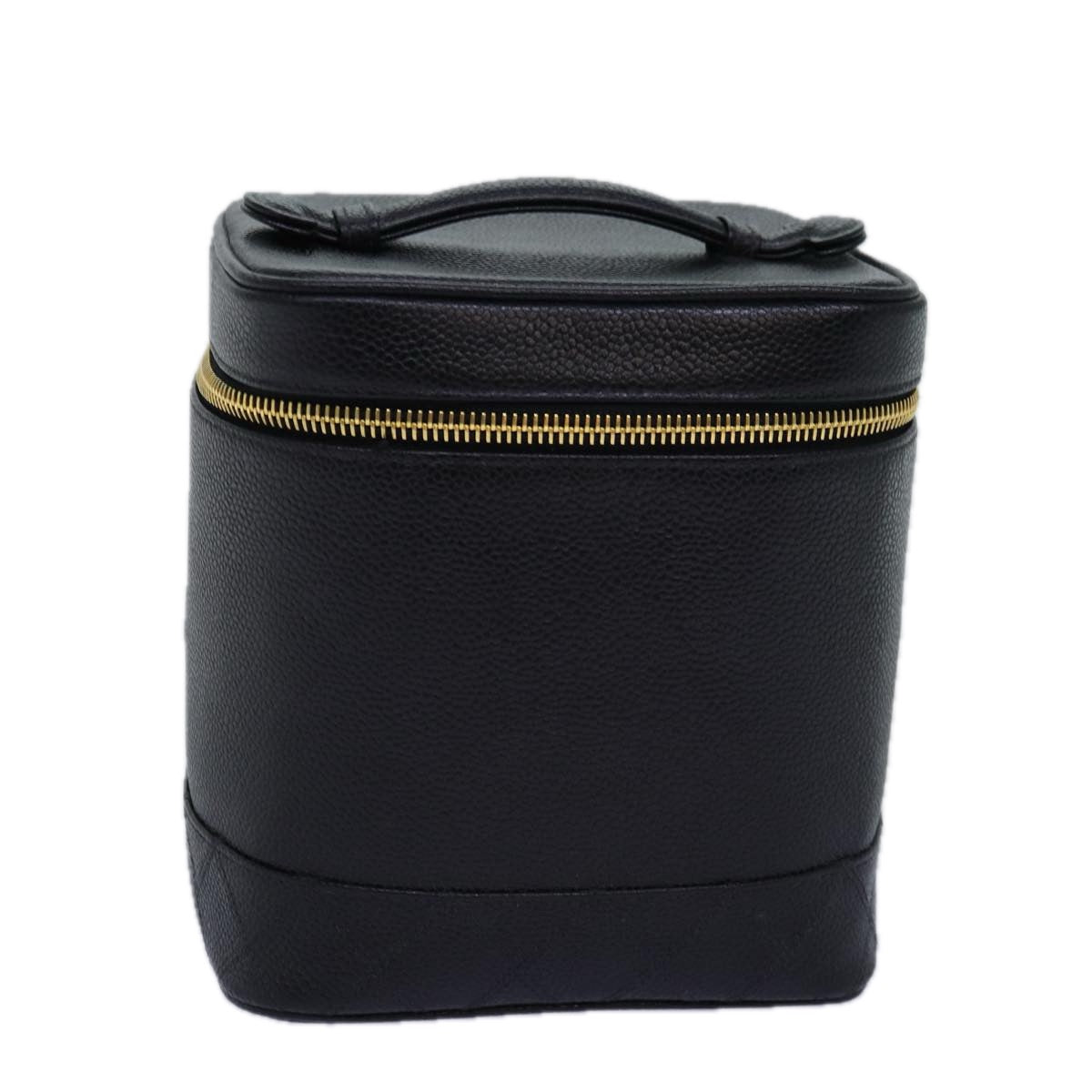 Chanel Bicolole Vanity Cosmetic Pouch Caviar Skin Black CC Auth yk12738