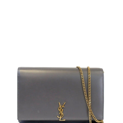 Yves Saint Laurent Flap Leather Shoulder Bag Light Gray-