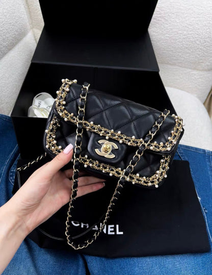 Chanel Limited Edition Pearl Leather Cf Chain Bag