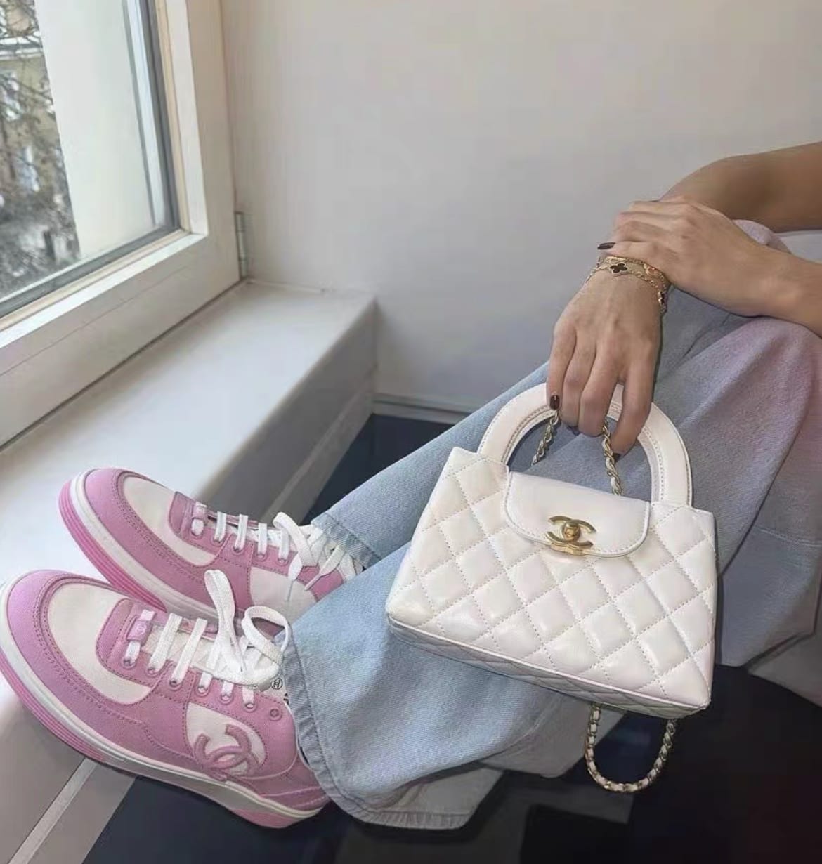 Chanel Kelly White Shoulder Bag