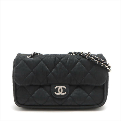 Chanel Matelasse Chain Shoulder Bag Half Shoulder Coco Mark Cotton Black Silver Hardware