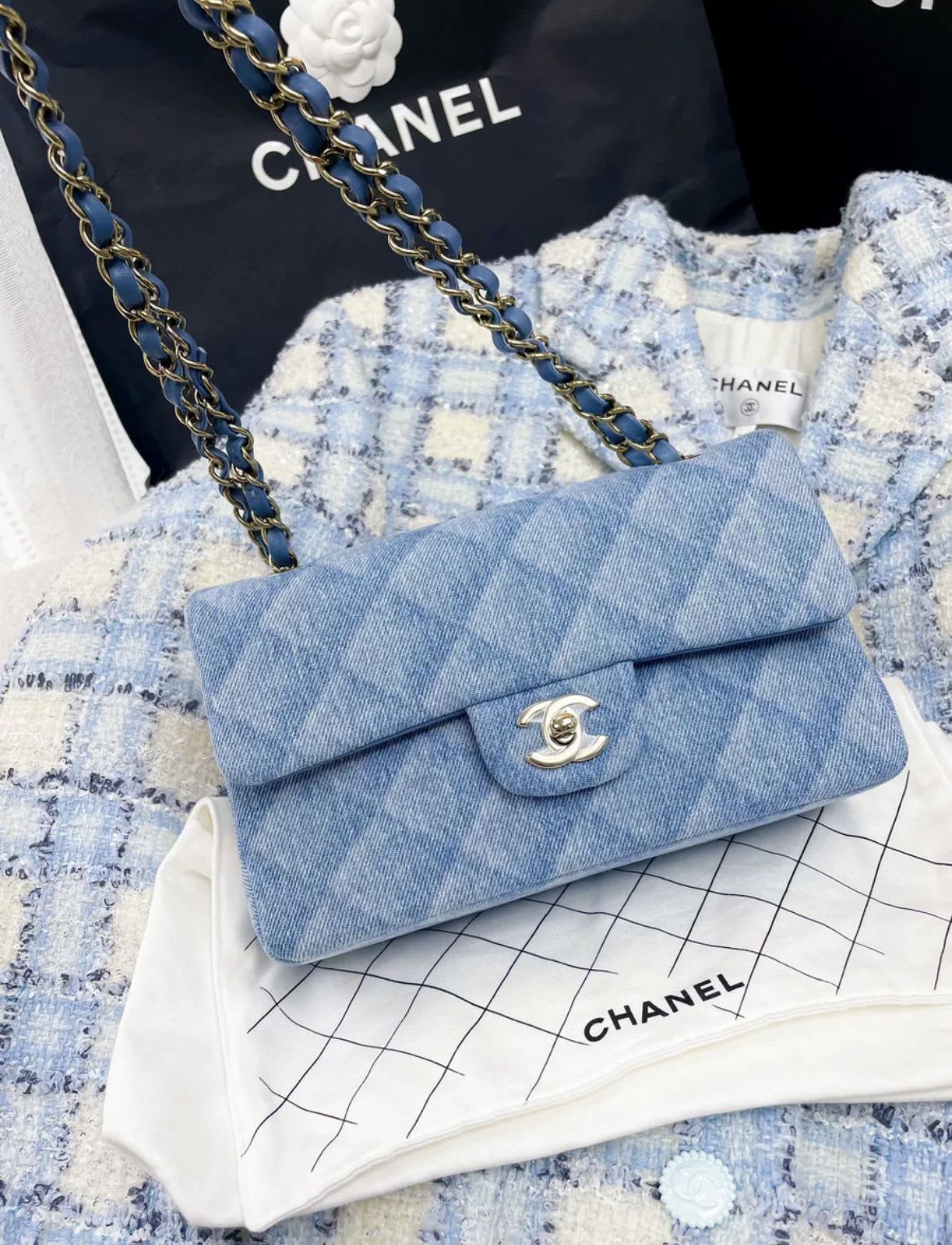 Chanel Classic Flap Blue Shoulder Bag