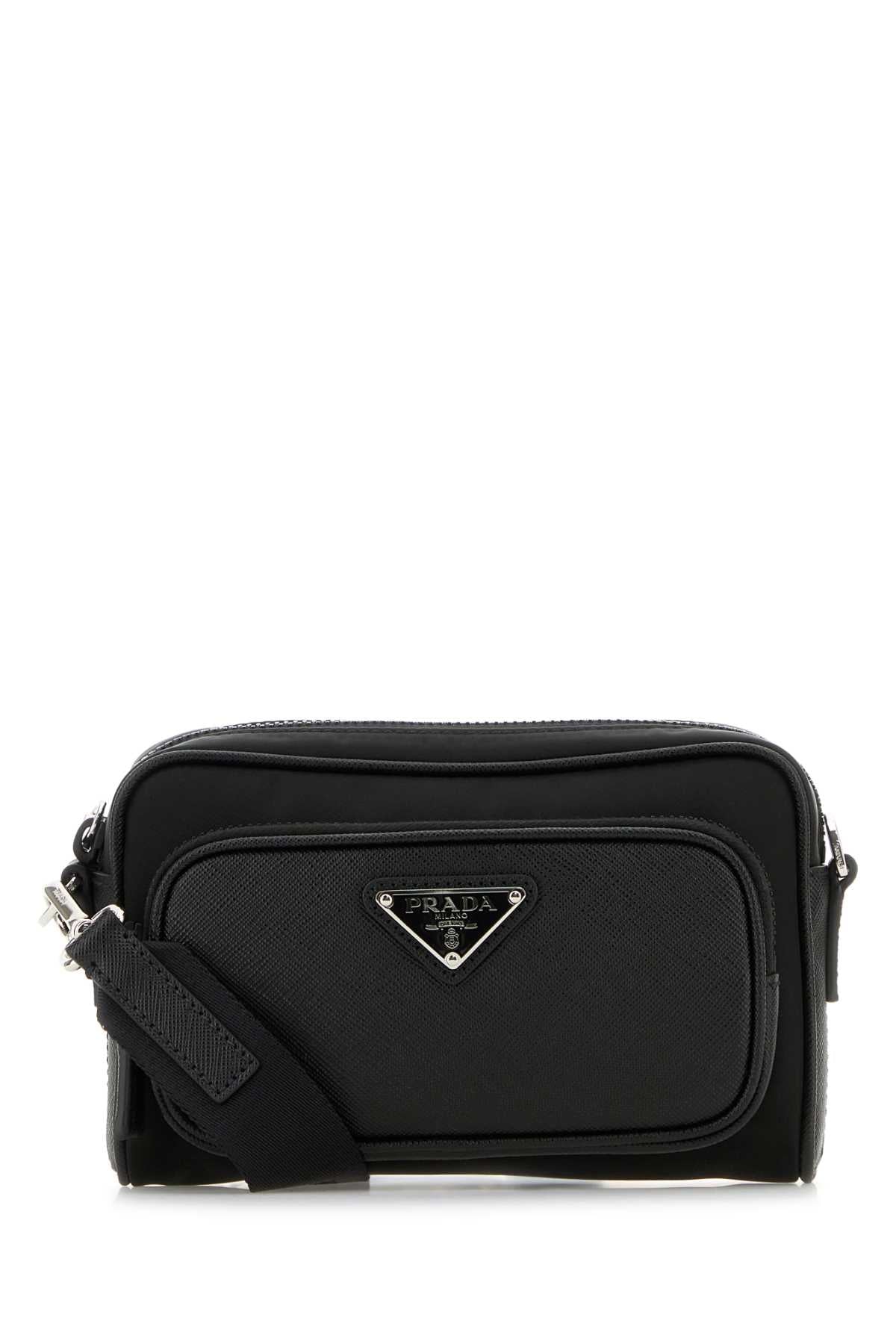 PRADA Mini Re-Nylon and Leather Crossbody Handbag