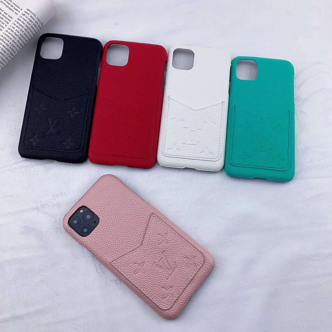 Leather card pocket splicing phone case