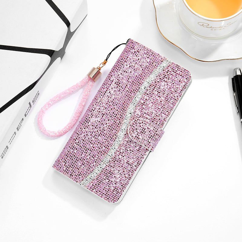 Shiny wallet lanyard phone case for huawei