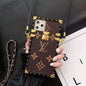 Colorful leather lanyard phone case