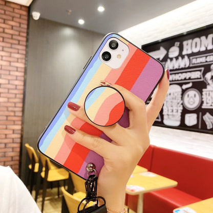 Rainbow the same bracket  lanyard phone case for iphone