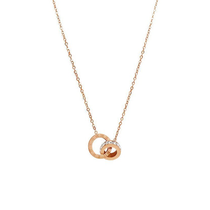 Double ring new women's titanium steel collarbone chain