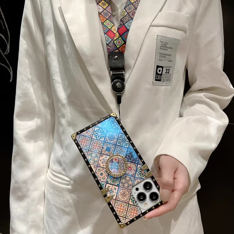 Retro Blu-ray bracket lanyard phone case