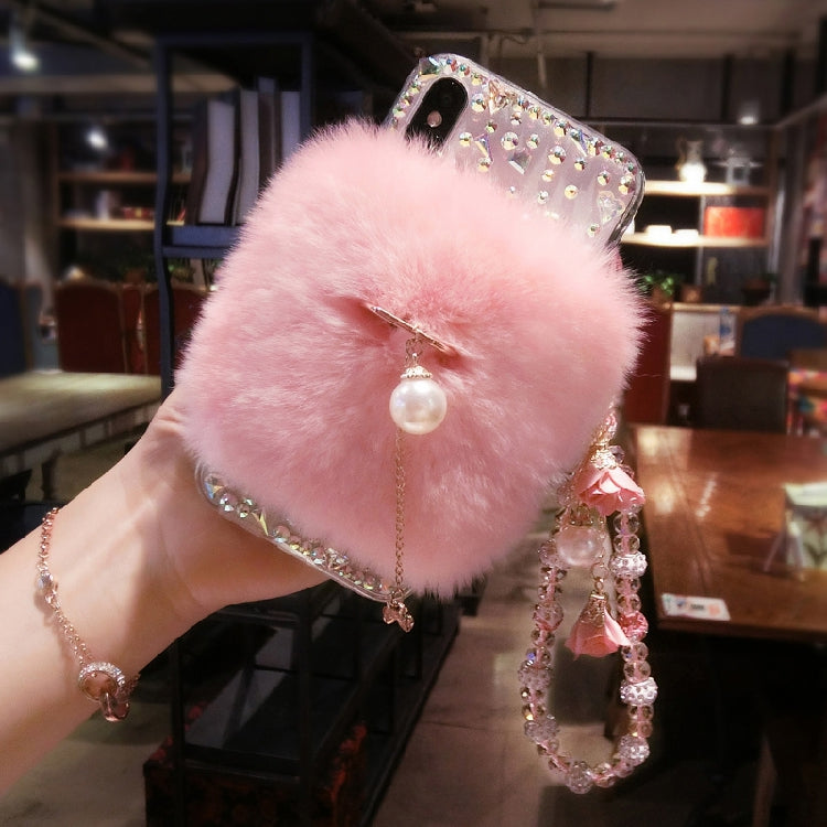 Rabbit hair rhinestone phone case