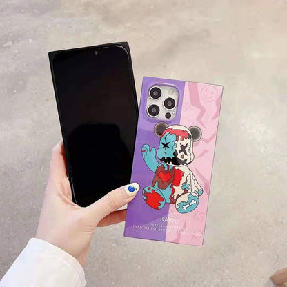 Glossy Violent Bear Square Phone Case For iphone