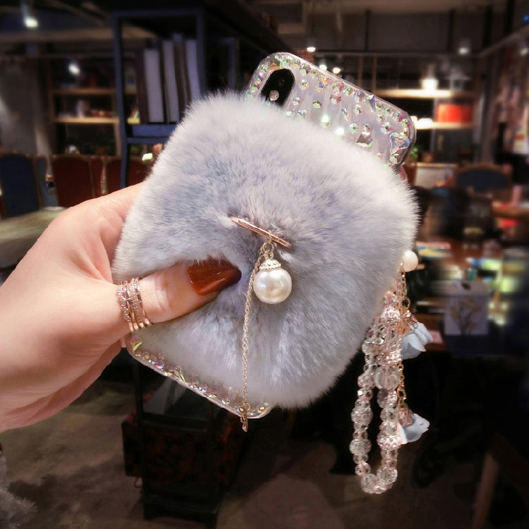 Rabbit hair rhinestone phone case