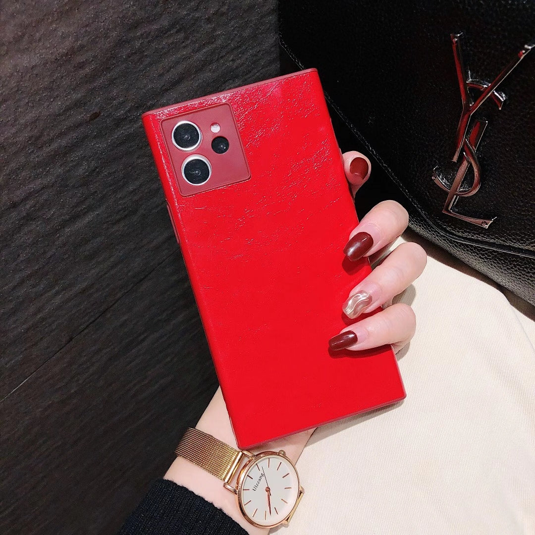 High-end leather simple square phone case