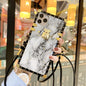 Marble square lanyard phone case for iphone