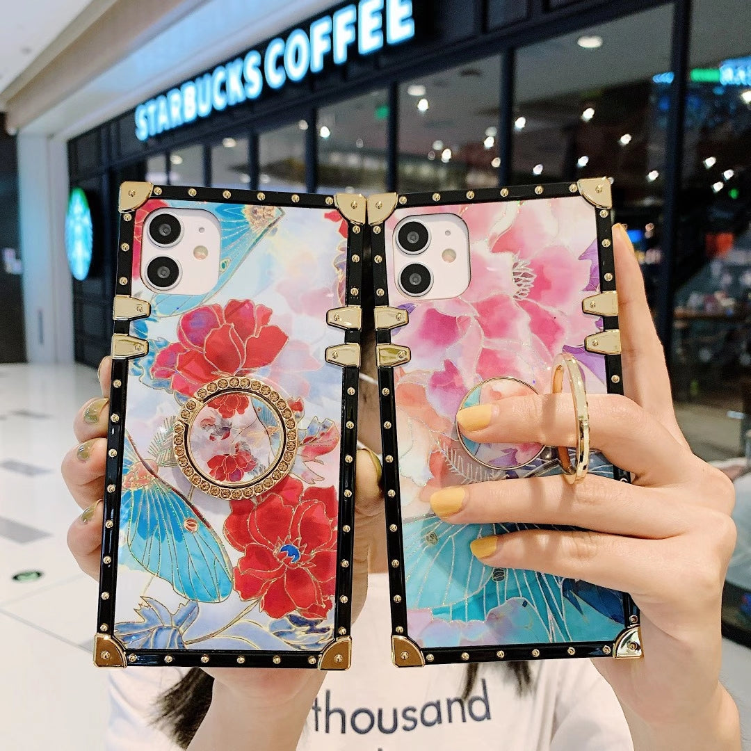 Fashion flowers square phone case for iphone