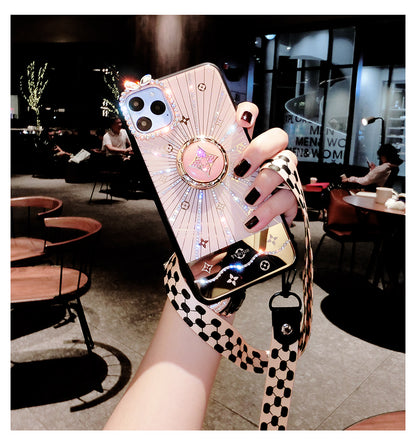Diamond makeup mirror phone case for iphone