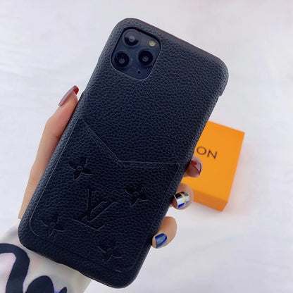 Leather card pocket splicing phone case