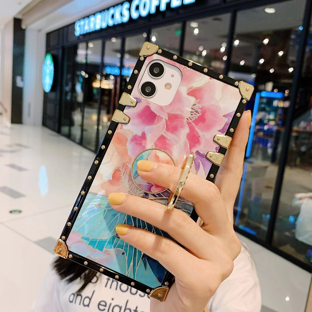 Fashion flowers square phone case for iphone