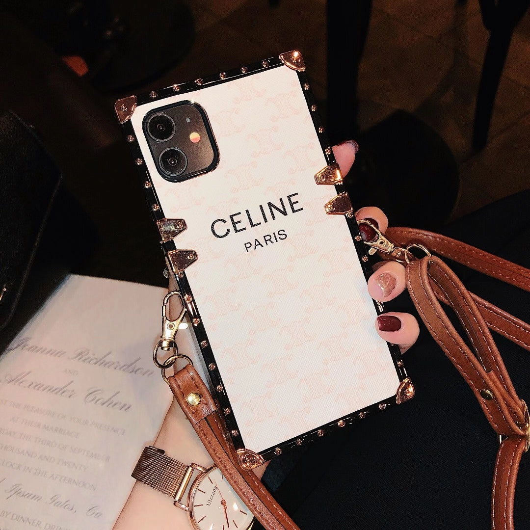 Leather lanyard  square phone case