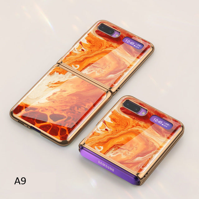 Luxury Pattern Tempered Glass Fold Case For Samsung Galaxy Z Flip